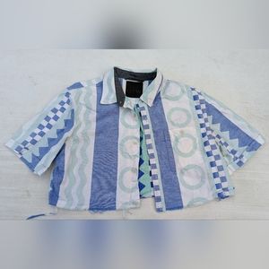 Cropped Vans OTW kitu print button down